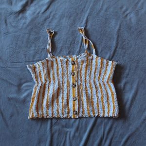 Medium Cropped Orange and White Top